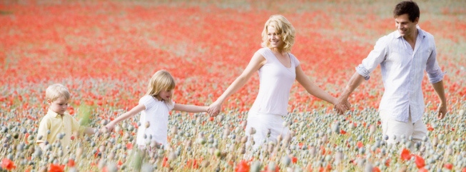 Familie in Wiese